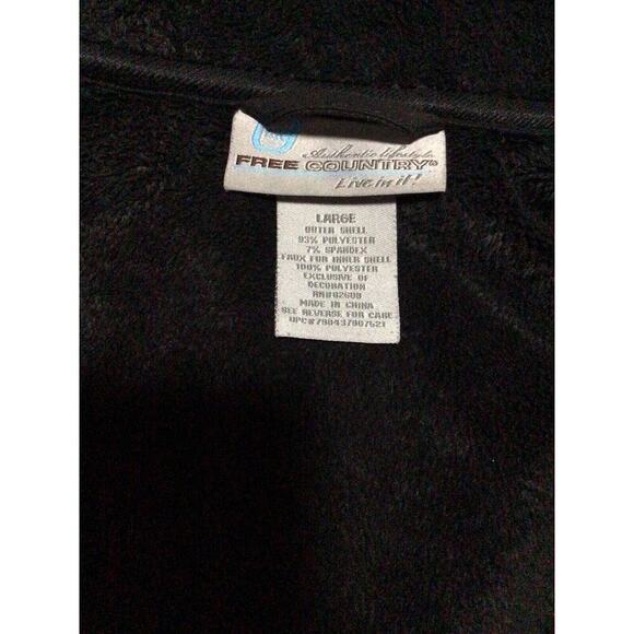 Free Country Black Full Zip Jacket with Removable Hood Faux Fur Lined Size Large - Picture 6 of 6